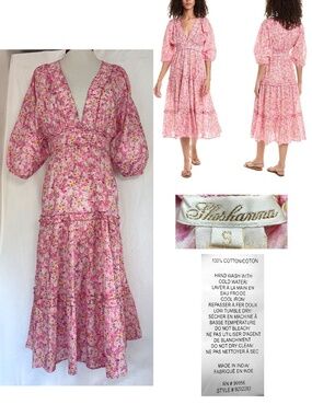 SHOSHANNA Women Small Pink Cotton Dolman Midi Dress / Swim Coverup EUC